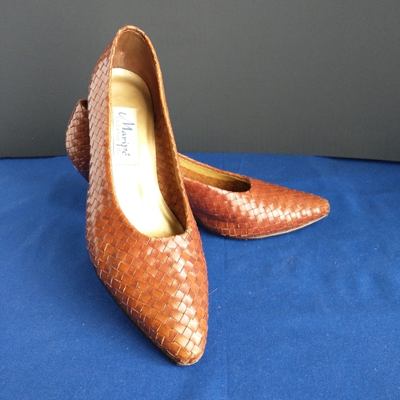 Leather Vintage Heels 7 M - Picture 1 of 10